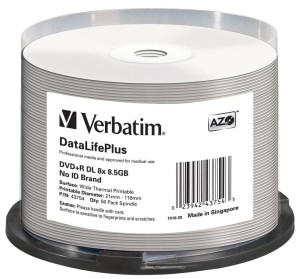 Verbatim DVD+R DL x8 8,5GB PRINT T c-50 43754