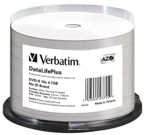 Verbatim DVD-R x16 4,7GB PRINT T c-50 Thermal 43755