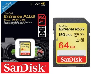 SanDisk SDXC 64GB Extreme 150/60MB/s U3 SDSDXW6-064G-GNCIN class 10 U3 V30 EXTREME PLUS