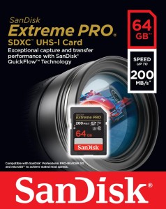SanDisk SDXC 64GB Extreme PRO 200/90MB U3 class 10 V30  SDSDXXU-064G-GN4IN