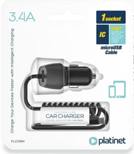 PLATINET Ładowarka USB samochodowa 45485 3,4A PLCRSM kabel micro USB