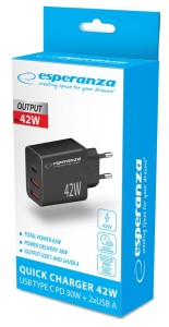 ESPERANZA Ładowarka 42W EZC106K 2xUSB+USBC
