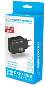 ESPERANZA Ładowarka 36W EZC107K 4xUSB