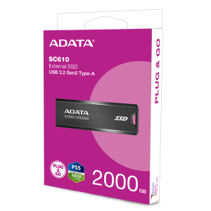 ADATA USB 3.2 SSD Pendrive 2TBGB SC610 2000GCBK/RD 500/550MB