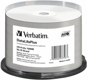 Verbatim CD-R x52 700MB PRINT T FF c-50 Thermal 43756