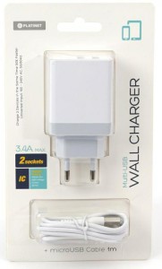 PLATINET Ładowarka 2xUSB 3,4A 43723 +kabel micro SIECIOWA